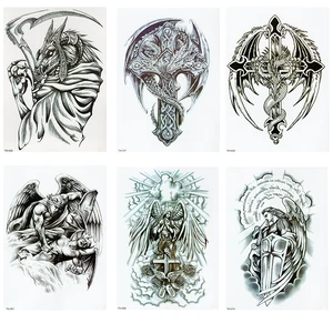 Временная татуировка с крыльями ангела воина, крест, набор из 1, распятие, боди-арт, мужские, женские