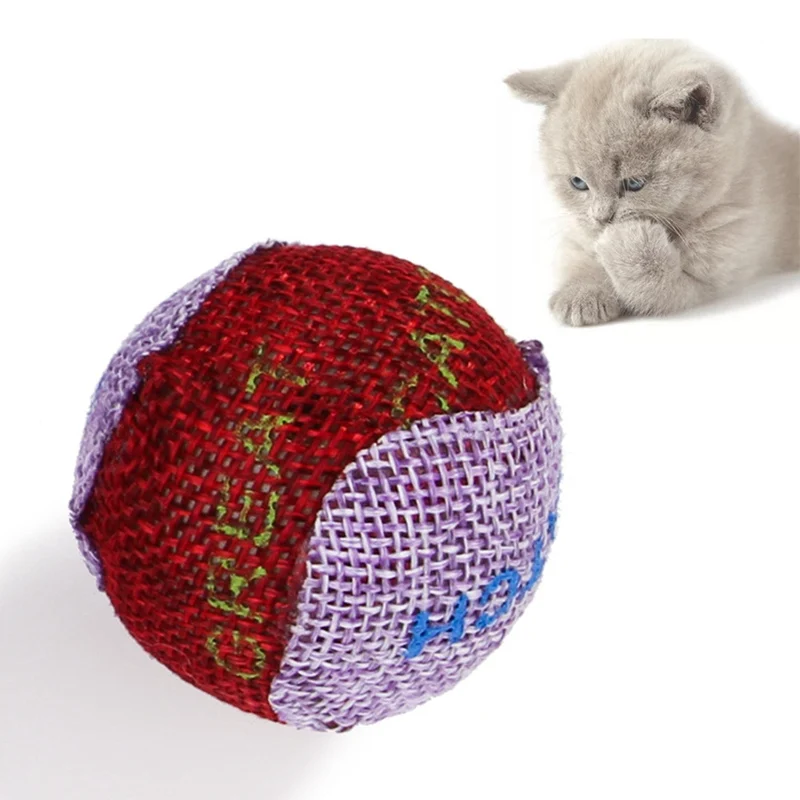 1 шт. случайный цвет кошка напечатанная хлопковая льняная Шариковая игрушка для