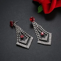 fym luxury fashion high quality 5 color crystal drop earrings leaves shape cubic zircon jewelry earring for women party