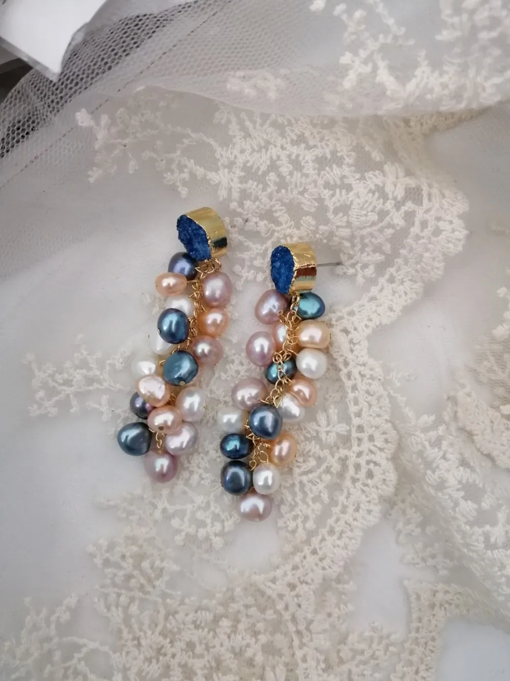 Joytree 2019 оригинальный дизайн гроздь винограда 14 k золото натуральный жемчуг серьги