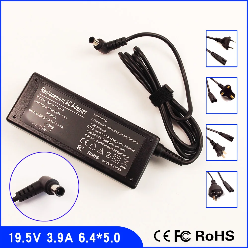 

19.5V 3.9A Laptop Ac Adapter Power Charger + Cord for Sony VAIO VGN-CS VGN-NR VGN-NW VGN-S3 VGN-S4 VGN-S5 PCG-GRX VGN-NS