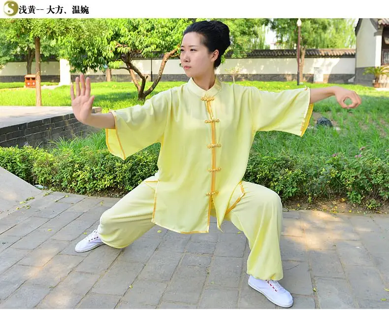 Костюм Taichi женский с коротким рукавом хлопок униформа кунг фу для тренировок в