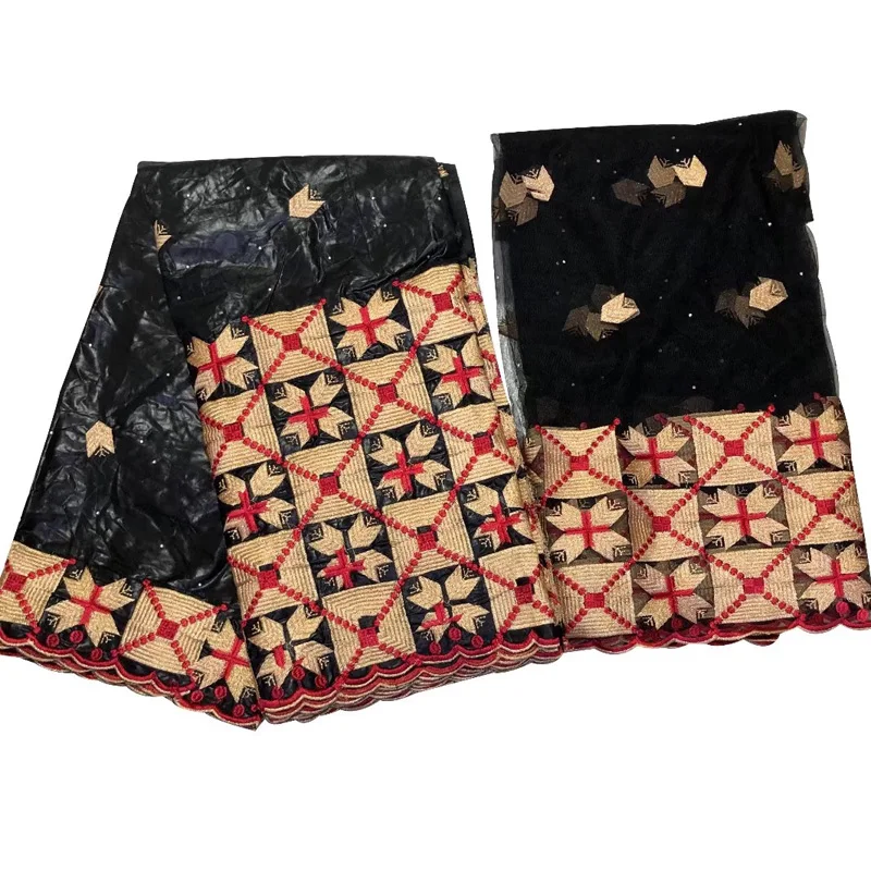 Free shipping (5+2 yards /set) attractive red African party lace fabric embroidered bazin riche plus Frenhc set BHL36 | Дом и сад