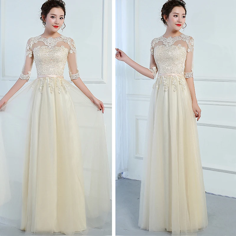 DongCMY Новое поступление Vestido Формальные Длинные кружево элегантный Wonen пикантные вечерние платье