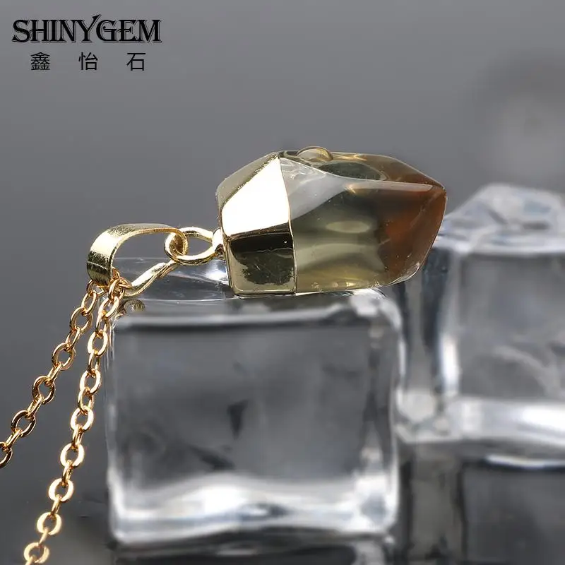 ShinyGem золотое покрытие кулон с цитринами ожерелья прозрачный желтый кварц