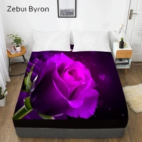 3d custom bed sheet with elasticfitted sheet queenkingrose flower mattress cover 200150160180x200 bedsheetdrop ship