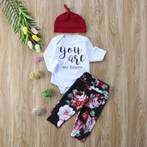 Новый детский хлопковый комбинезон с длинными рукавами + леггинсы цветочным