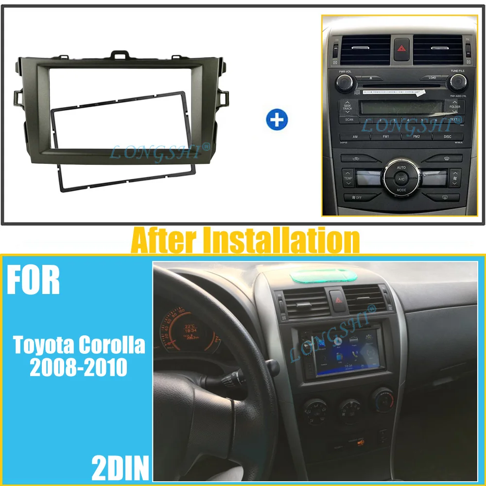 Радио панель для 2007 2008 2009 2010 Toyota Corolla 2 Din gps DVD стерео CD панель приборная панель Установка отделка комплект рамка 2DIN