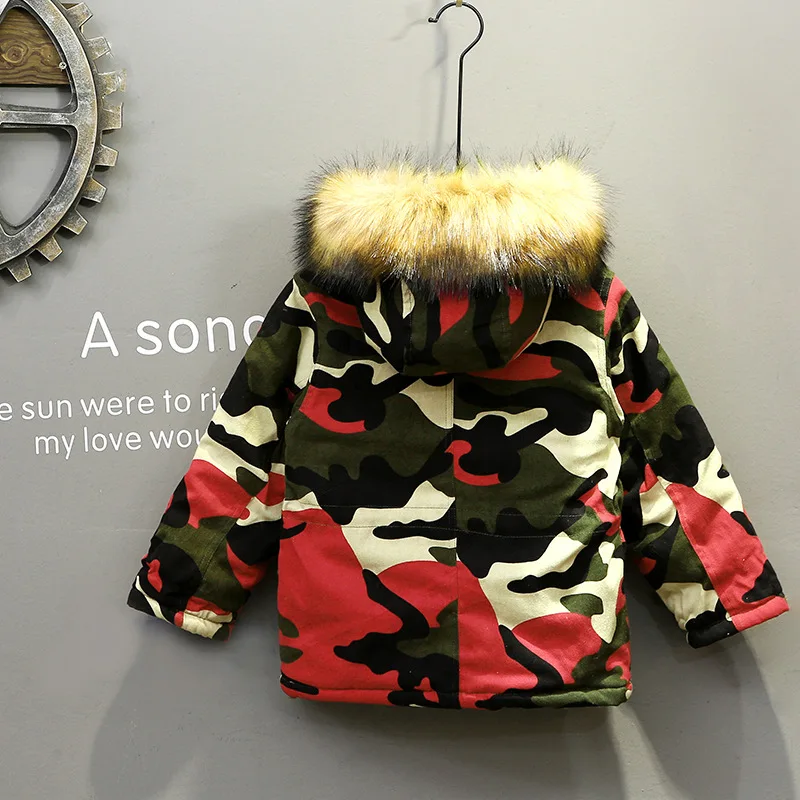 2018 New Fashion Baby Boys Girls Jackets Fur Collar Autumn Winter Kids Warm Hooded Camouflage Coat Fleece Children Thick Outwear | Детская