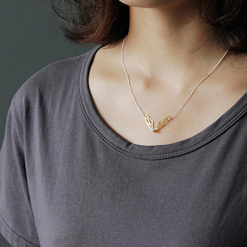Lotus Fun реальные 925 пробы серебро ручной работы дизайнерские оригинальные Fine Jewelry с крылья бабочки кулон Цепочки и ожерелья для Для женщин