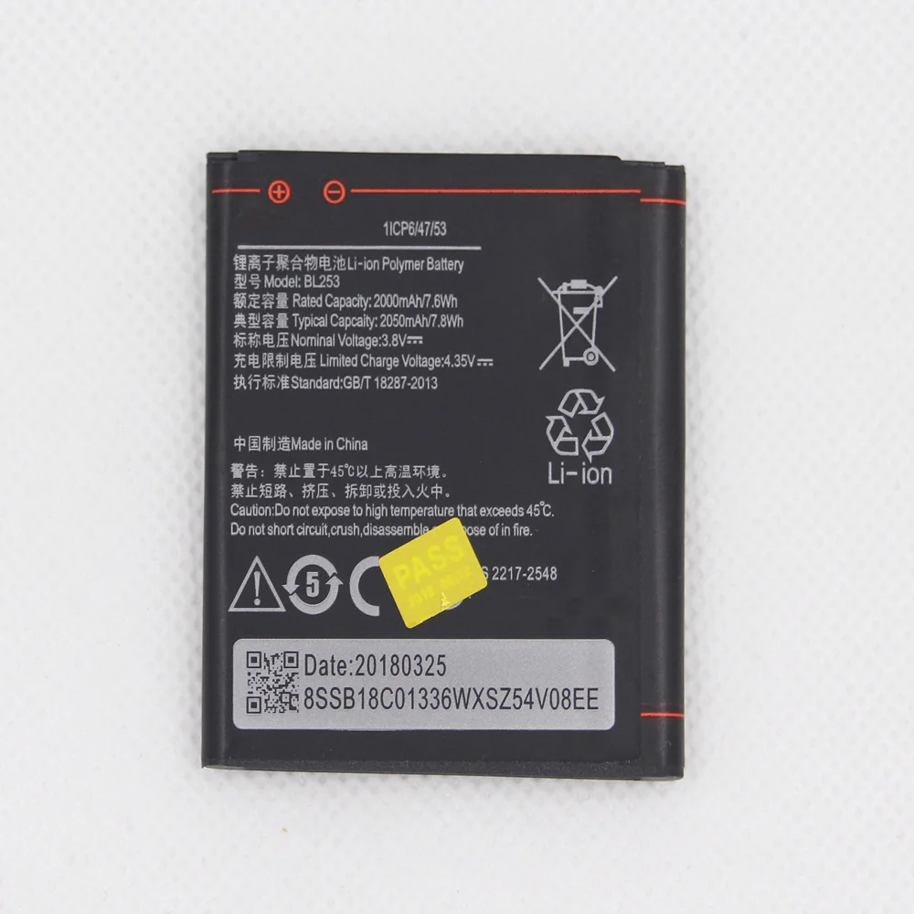 

20pcs/lot 2050mAh BL253 BL 253 LI-ion Battery For Lenovo A2010 Mobile Phone Rechargeable Backup Phone Battery