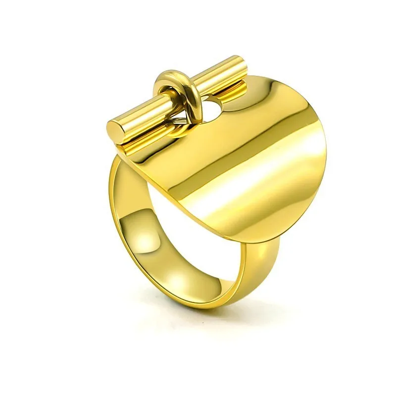 Модные кольца из нержавеющей стали для женщин серебристые круглые с замком и