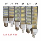 Лампа 5 Вт 7 Вт 9 Вт 11 Вт 13 Вт 14 Вт G23 G24 E27 Светодиодная лампа теплый белый холодный белый точечный светильник 180 градусов горизонтальный штекер светильник ing светильник