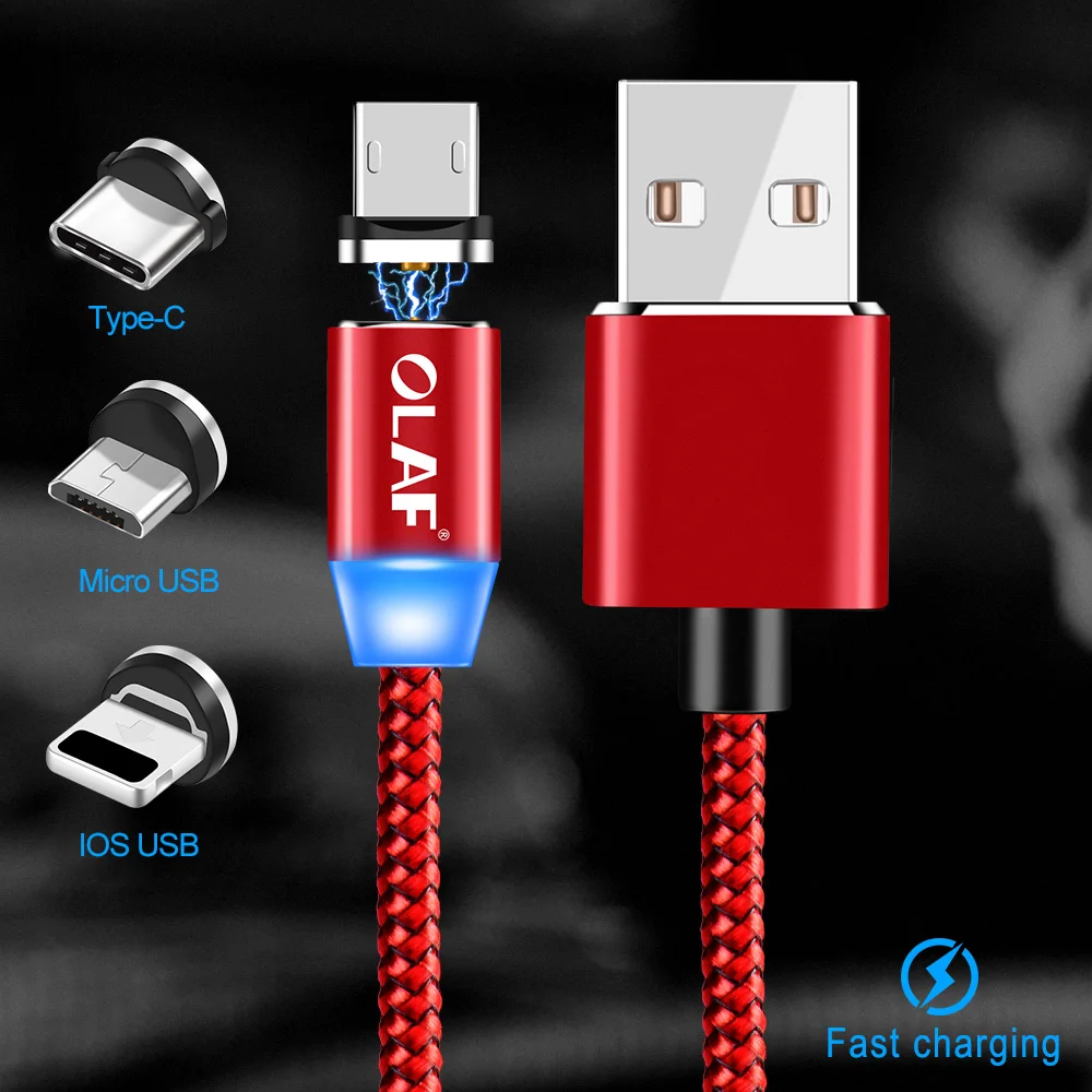 Магнитный кабель Олаф 1 м 2 м Micro usb type C кабель для быстрой зарядки USB C магнитное зарядное устройство для samsung S10 S9 Xiaomi Mi9 iPhone X 8 7