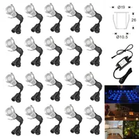 20Pcs 12V 19mm Mini LED Deck Step Stair Kitchen Patio Lights Low Voltage Outdoor Garden Yard Walkway Decoration Lamp + Adapter