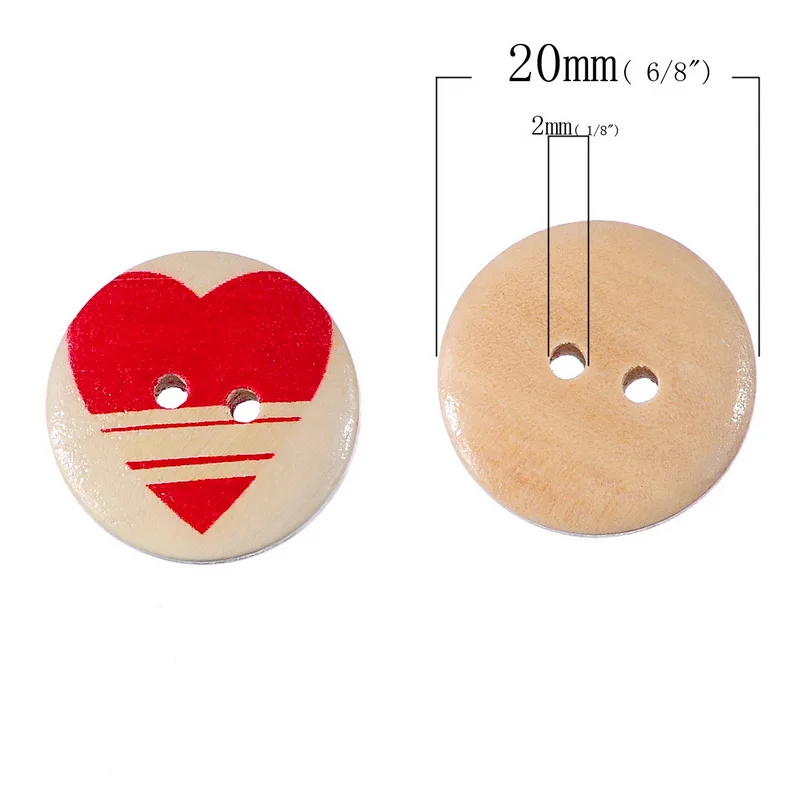 Hoomall бренд 50 шт 20 мм Сердце деревянные кнопки смешанный узор сердце декоративные 2