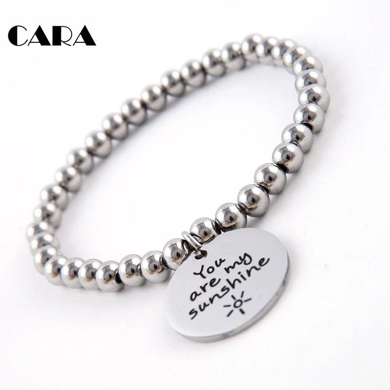 Женский браслет с бусинами из нержавеющей стали 316L трендовый мужской подвеской в