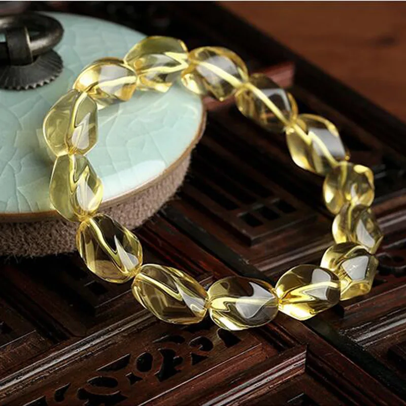 Модный очаровательный браслет из натурального желтого хрусталя Satand ручная