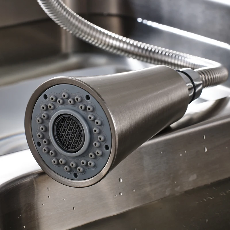 Матовый никелевый кухонный смеситель для раковины с одной ручкой поворотным