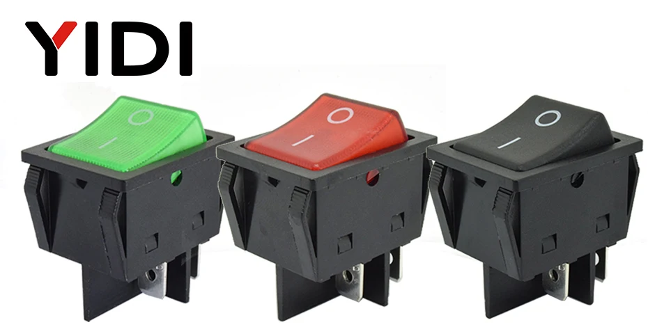 KCD4-201 30x22 30A 250VAC сверхмощный KCD4 кулисный переключатель 20A 250VAC DPST вкл. Выкл. Фиксация 12V 220V красный зеленый синий светодиодный с подсветкой