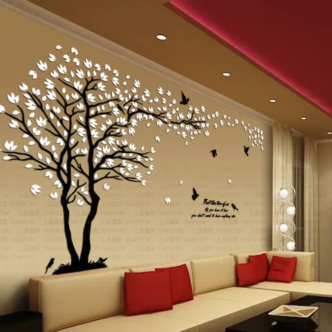 Акриловые настенные наклейки большого размера с изображением влюбленных дерева для гостиной, телевизора, дивана, стен, 3D художественные декоративные аксессуары, домашний декор