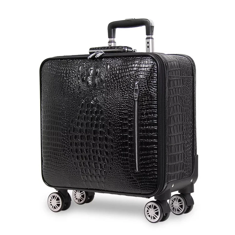 Crocodile pattern cowhide rolling luggage spinner carry on genuine leather travel suitcase fashion high quality trolley case | Багаж и