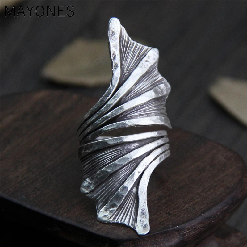 

Handmade Exaggerated 100% Real 999 Sterling Silver Large Rings For Women Plant Flower Leaves Shaped Vintage Rings Fine Jewelry