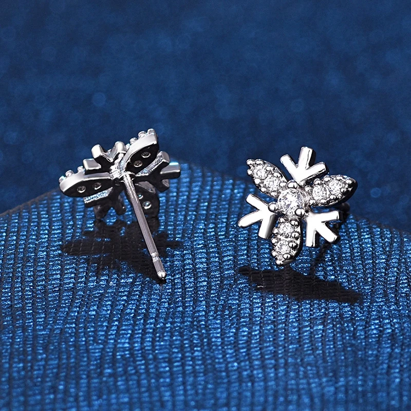 Hot Fashion Earrings Girls Earring Bijoux Splinter Stud For Women Wedding Jewelry Snowflake CZ Wholesale New 2018 | Украшения и