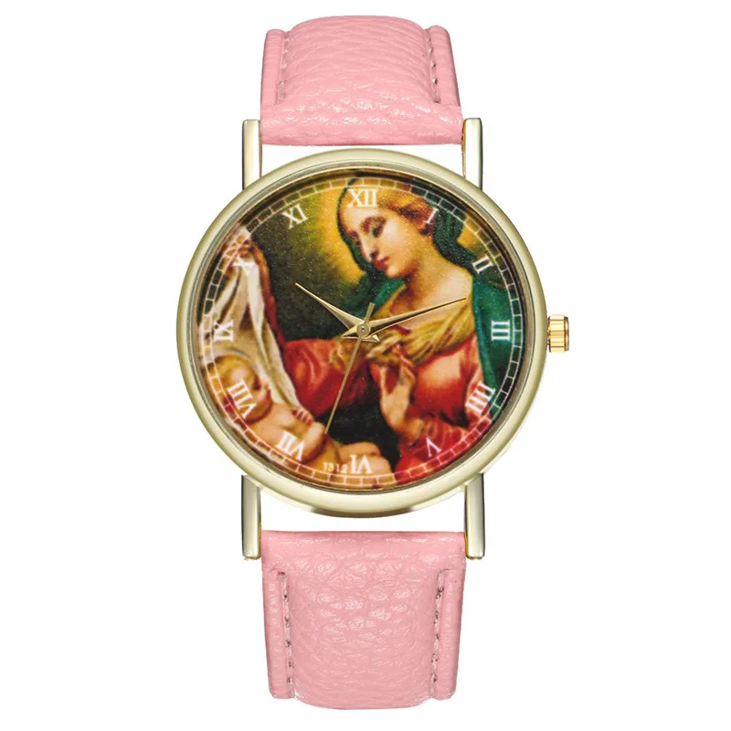FUNIQUE Madonna кожаные Наручные часы женские Брендовые повседневные наручные часы Аналоговый роскошный набор часов для супружеской пары Женские часы дропшиппинг - Цвет: pink