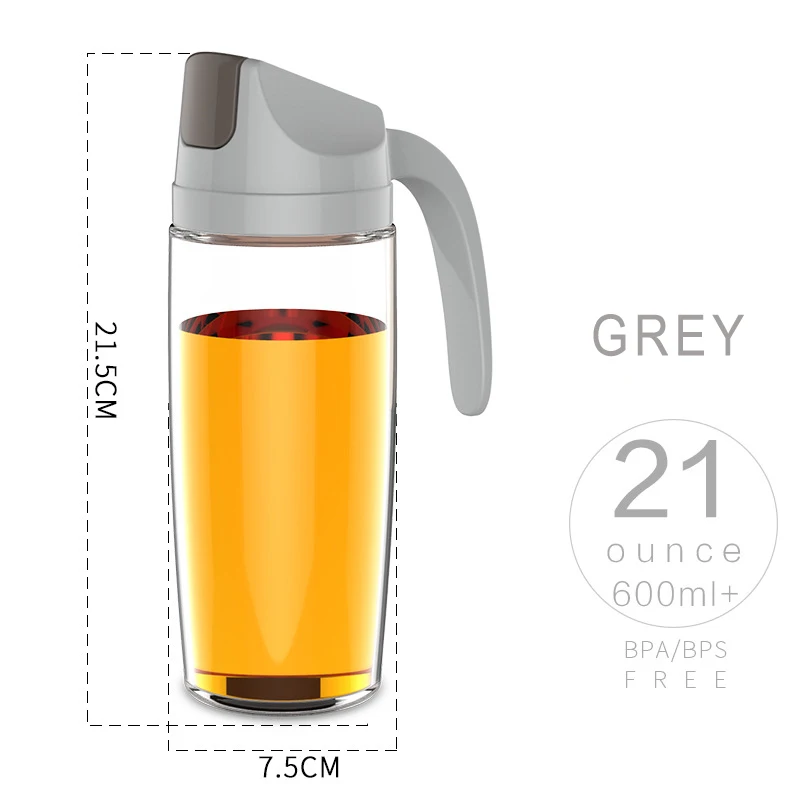 600ml Grey Творческий Стекло бутылка оливкового масла Пособия по кулинарии распылитель для приправы соуса бутылка для масла и уксуса хранения Кухня Инструменты 300/600/630 мл - Цвет: 600ml Grey