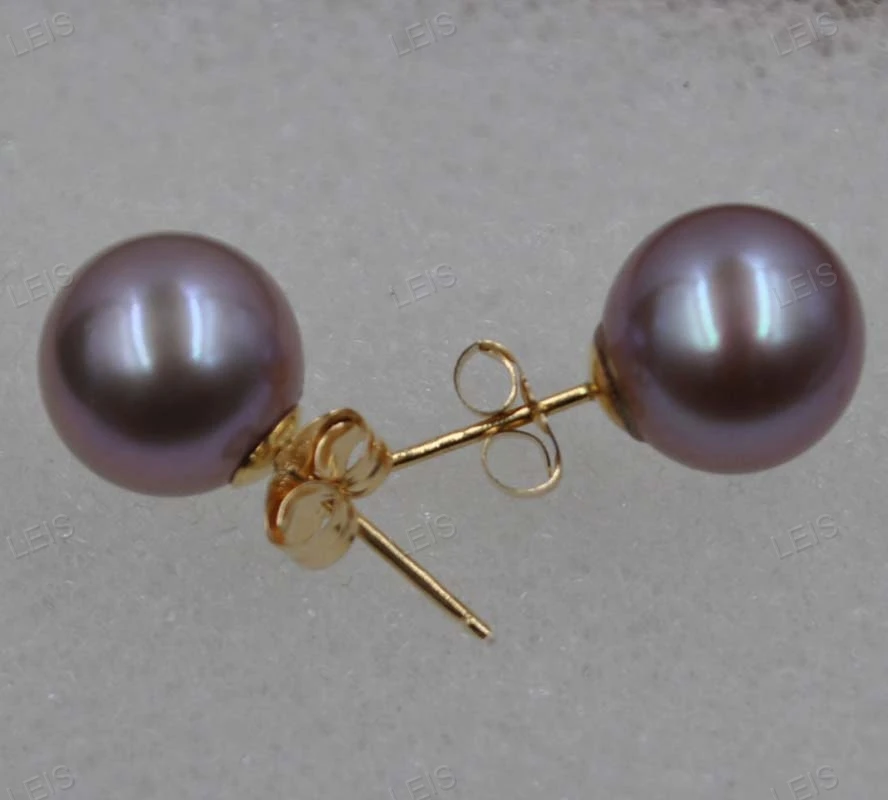 

AAA Natural Lavender Round Pearl Stud Earring Purple Pearls