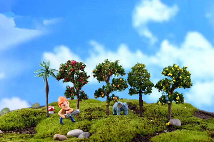 8 шт./лот мини дерево Террариум Фигурки Сад Миниатюрная Смола ремесло домашний