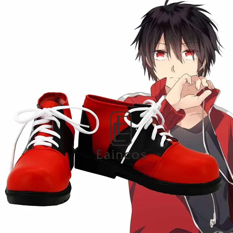 

Anime MekakuCity Actors/Kagerou Project Kisaragi Shintaro Red Boots Cosplay Shoes Custom Made