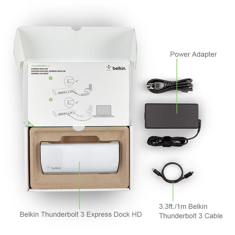 Belkin Thunderbolt 3 Express Dock HD с кабелем 40 Гбит/с для нового MacBook Pro розничной посылка