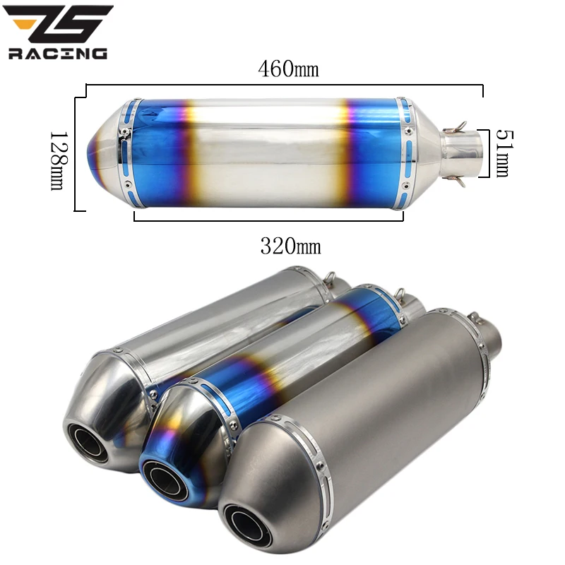 ZS Racing нержавеющая сталь Универсальный Akrapovic мотоцикл модифицированный выхлопной цвет Глушитель Трубы CB400/600 CBR Z750 Z1000 GSXR R1 R6