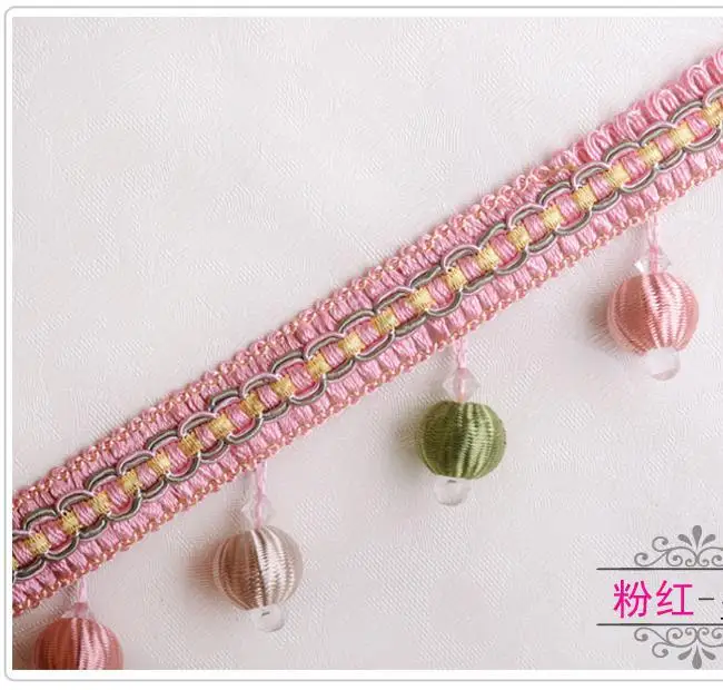 12 ярдов/партия, занавеска, кружевная отделка, бахрома, сделай сам, бисер, шар, скатерть, кружево, аксессуары для шитья, сделай сам, Borlas Decorativas - Цвет: 7