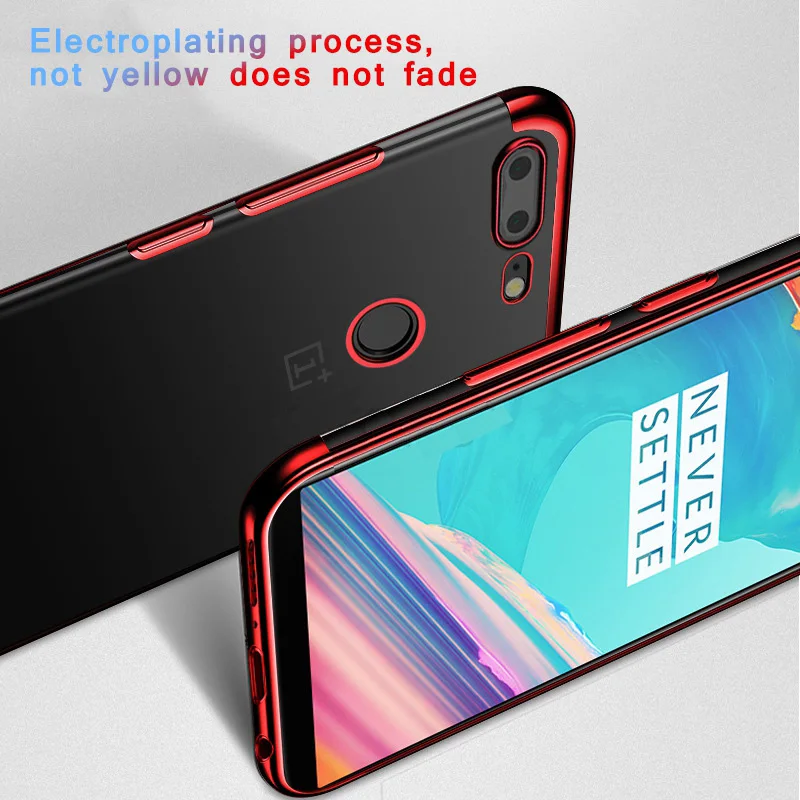 Original Transparent Full Protection Oneplus 5T Case Laser Plating Back Cover Soft Silicone TPU One plus Clear |