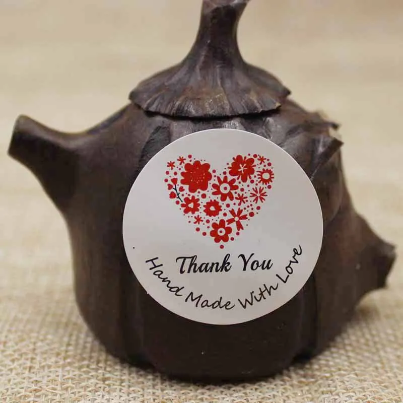 100 шт цветок белые наклейки этикетки спасибо клейкие из крафт-бумаги для