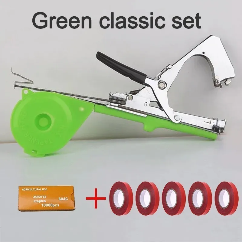 1 Set Green Classic Садовый инструмент, ленточный станок для завязывания растений, ручные инструменты для завязывания веток, станок для завязывания веток, пистолет для обвязки овощей и винограда - Цвет: 1 Set Green Classic