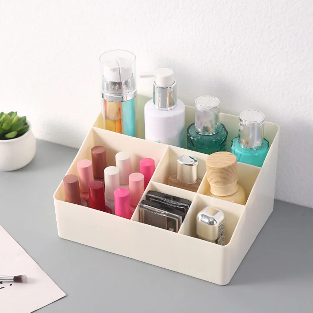 Cosmetic Organizer Box Plastic Makeup Storage Case Table Sundries 6 Grid Rack Plain Color Contracted K531 | Дом и сад