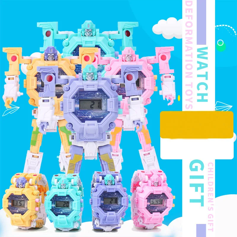 Детские спортивные часы для мальчиков деформация робот электронные наручные