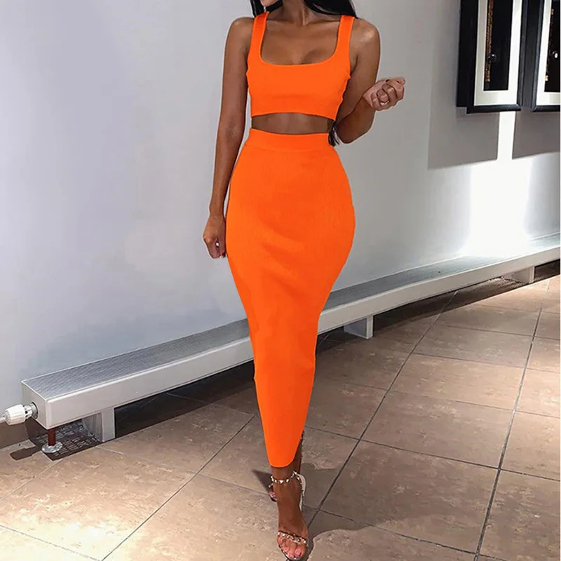 Женское платье летнее без рукавов Клубная одежда Модный комплект из двух