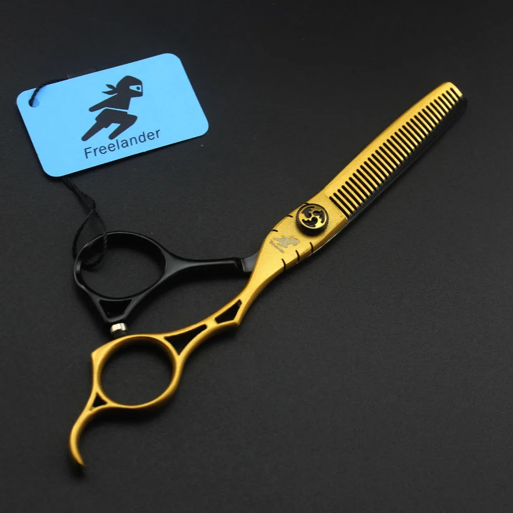 

6.0 inch gold hollow handle paint jewel three teeth sword back hairdressing scissors flat shears tooth shears thin shears