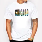 Новое поступление, Мужская футболка BLWHSA с изображением Чикаго-Сити, Повседневные базовые футболки с коротким рукавом и принтом Чикаго-слова, крутые футболки