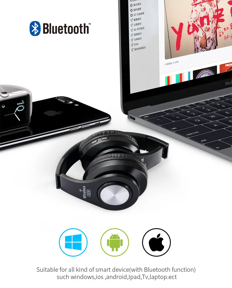 Новые беспроводные наушники над ухом Bluetooth наушники Складная гарнитура Регулируемые наушники с микрофоном для ТВ мобильного телефона huawei PC
