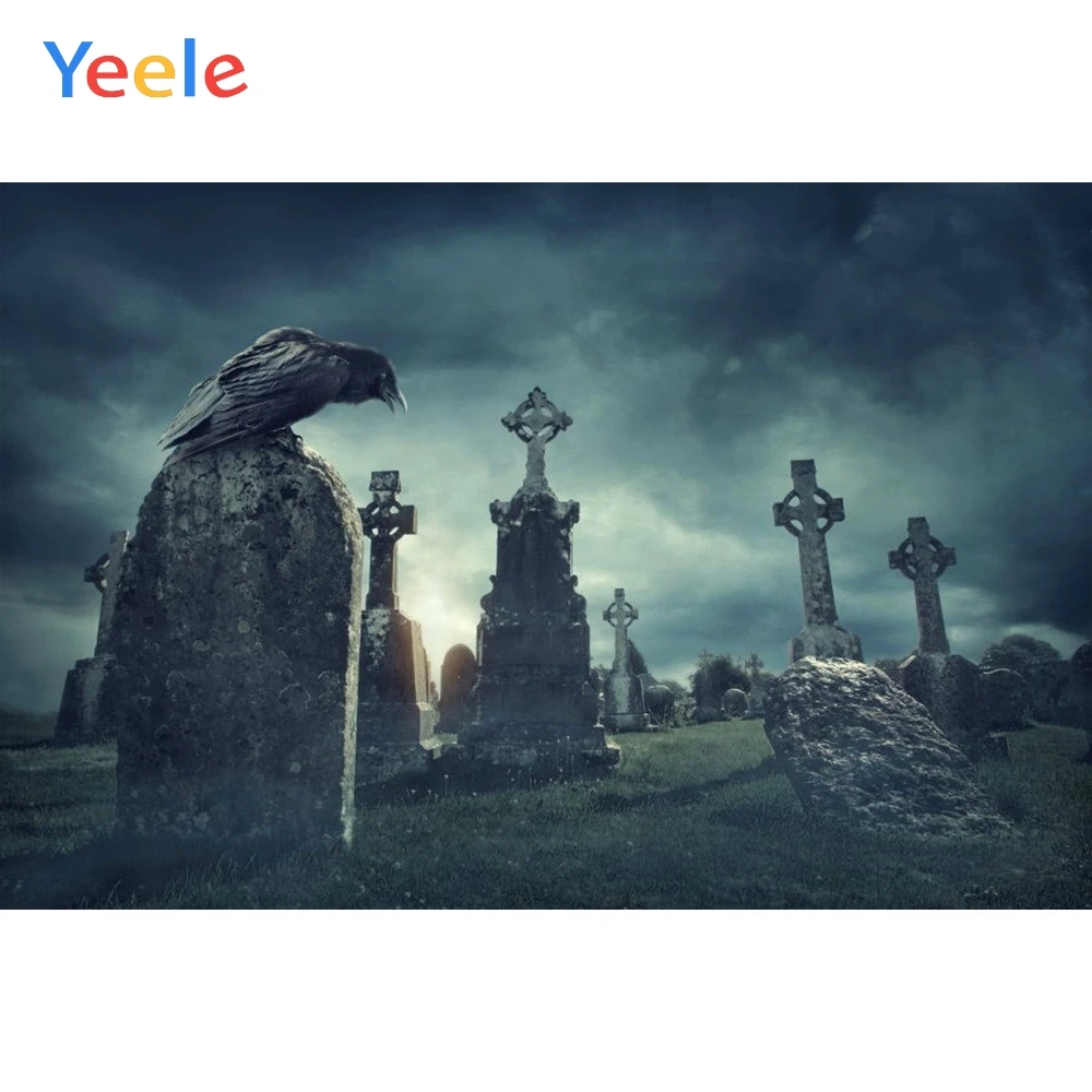 Yeele Виниловый фон для фотосъемки детей с надписями и птицами на Хеллоуин