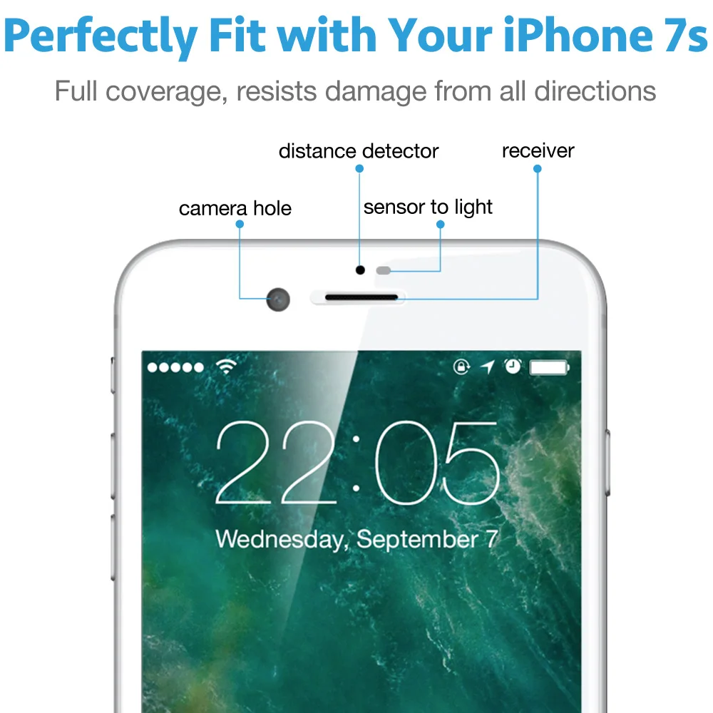 ESR Защита экрана для iPhone 7 8 Plus, белый, черный, полное покрытие, Противоударная прозрачная пленка из закаленного стекла для iPhone8 8 Plus 7Plus