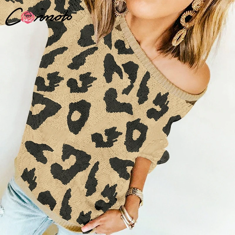 Conmoto 4 Colors Winter Knitwear Women Sweaters Leopard Casual Knitted Sweater Pullovers Feminino Mujer Jumpers | Женская одежда