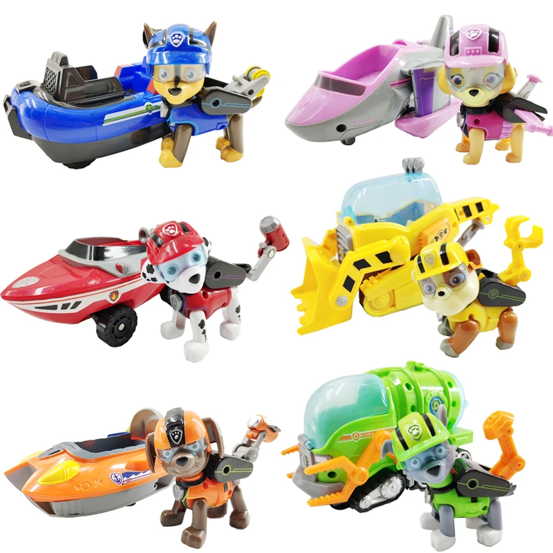 Paw Patrol Dog Sea Car recue Puppy Music Set Toy Patrulla Canina Action Charge Marshall Ryder Model детский подарок|Игровые