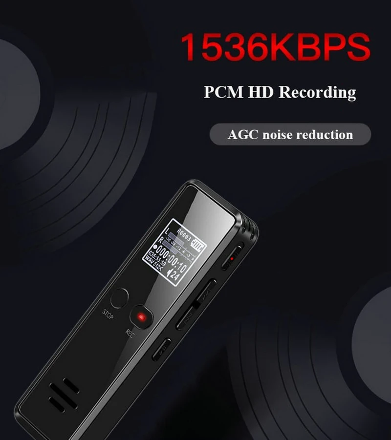 Профессиональный цифровой мини-диктофон 8G с металлическим OLED-дисплеем 1536 кбит/с
